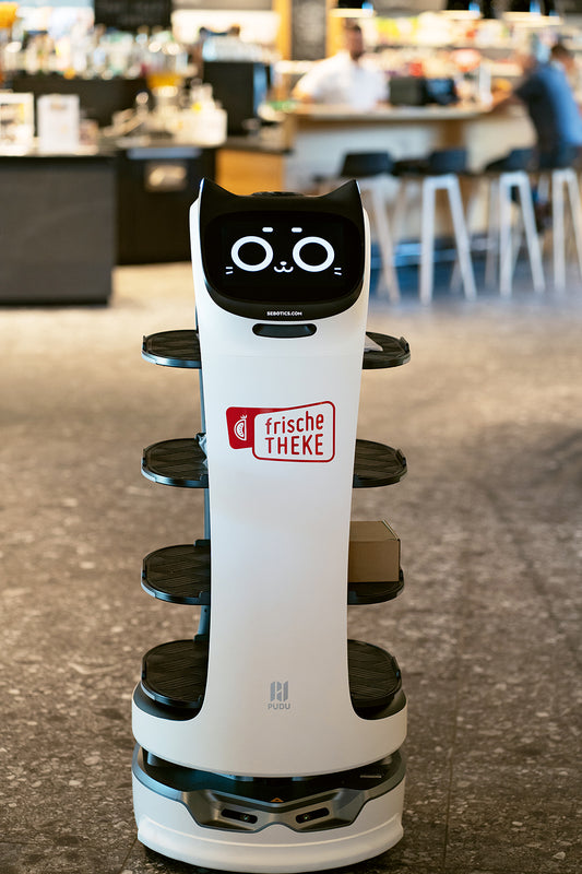 Schnurrender Service-Roboter auf Tour