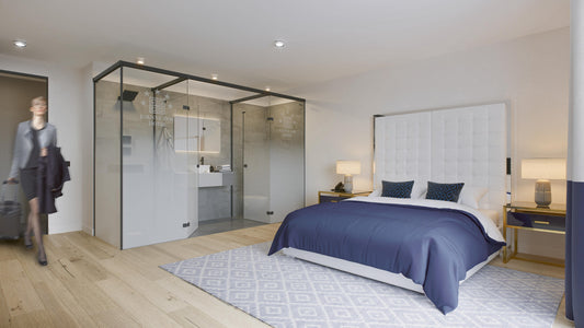 Duscholux: Moderne Interior-Trends. En-Suite-Hotelzimmer.